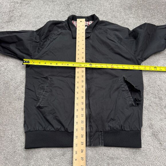 Ben Sherman Gingham Lined Full Zip Bomber jacket Mens Medium Black Cotton Casual - Picture 12 of 16